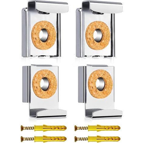 Fixation Miroir Murale 4 Pièces Argent avec Liège pour Miroir 4-6 mm (1/5)