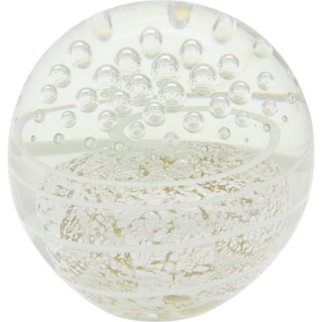 Briefbeschwerer Glaskugel mit Blasen und Glitzer 10 cm (1/5)