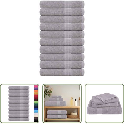 vidaXL Frottiertuch - Handtücher FROGN 10 Stk. Grau 100x200 cm 360 g/m² (1/5)