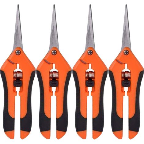 Lot de 4 Sécateurs de Jardinage en Acier Inoxydable pour Plantes Sécateur à Main Professionnel pour Jardin et Pelouse, pour Culture Hydroponique, Jardin et Bonsaï (Orange) (1/5)