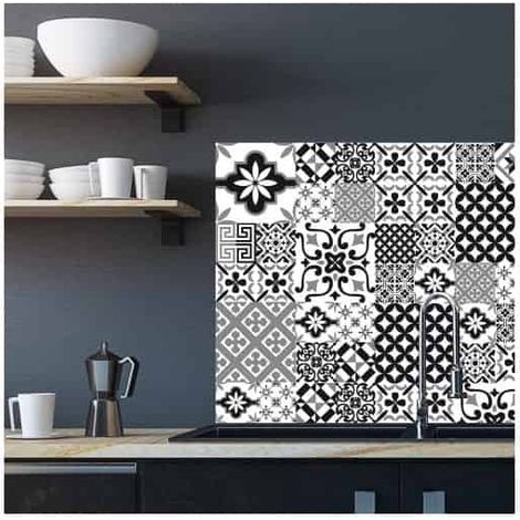 Crédence cuisine adhésive autocollante GREYBLACK - 90 x 70 cm – Idéal fond de hotte