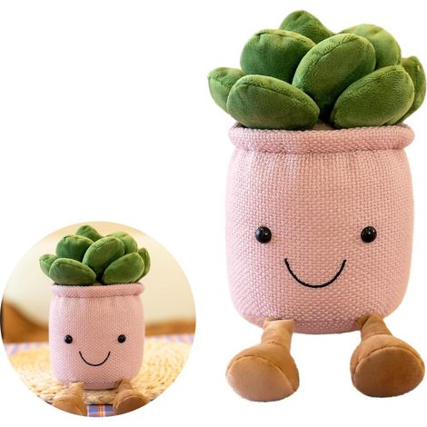 Peluche Succulentes, Jouet Plante Douce et Mignonne, Peluche Visage Souriant, Décoration de Chambre, Plante en Pot, Poupée Douce et Mignonne, Coussin en Peluche Dessin Animé pour Canapé, Chambre, Cade