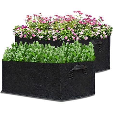 Lot de 2 Pots de Fleurs surélevés carrés durables pour Carottes, oignons, Herbes, Fleurs, légumes (1/5)