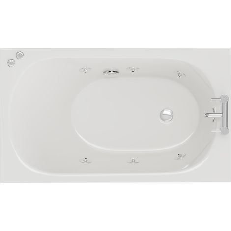 Compact 1200mm x 700mm 6 Jet Chrome V-Tec Single Ended Whirlpool Bath