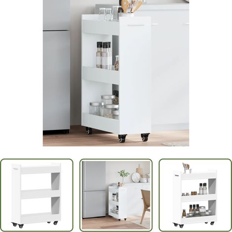 Holzschrank - Schrank mit Rollen Weiß 60x22x79 cm Holzwerkstoff (1/5)
