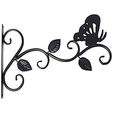 Lot de 1 Supports pour Plantes Suspendues Noir, 12 Pouces Suspension Mural Crochet Plante en Métal, Suspension d'Accessoires pour Plantes Antirouille et Robuste en Forme de Papillon (1/5)