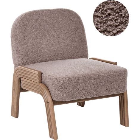 Fauteuil d'Appoint Bas Sans Accoudoirs Style Scandinave Détente Bouclé Taupe Orten (1/5)