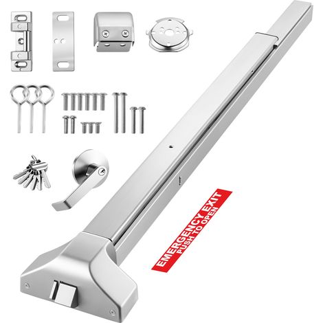 VEVOR Barre Anti-Panique de Sortie de Secours, 1045 mm Barre de Poussee en Acier Inox de Porte Sortie de Panique, pour Porte en Metal ou en Bois de 1045 mm-1549 mm, avec Poignee a Levier et 6 Cles (1/5)