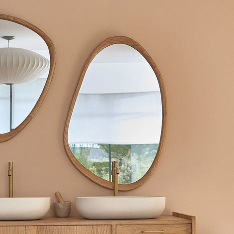 Berah Getah – Miroir sur pied en mindi massif 60x90 cm – Épaisseur 3 cm – Poids 6 kg – Montage livré monté – Garantie 5 ans