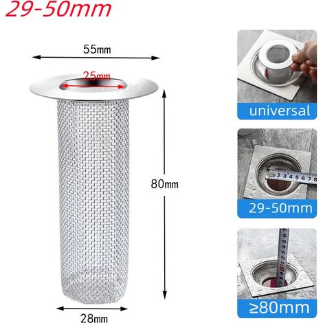 (L 29-50mm)Stainless Steel Sewer Floor Drain Mesh Bathroom Drain Anti Clogging Hair Catcher Plug Bath Stoppe Kitchen Bath Sink Accessories (1/4)