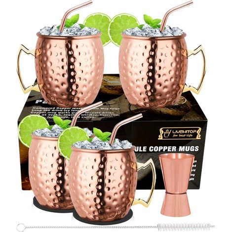 Kupferbecher Moscow Mule Untersetzer Strohhalme Jigger 4 (1/5)