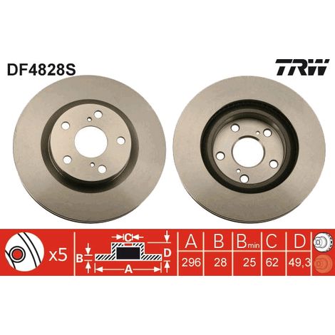 DISQUE DE FREIN AVANT DF4828S TRW