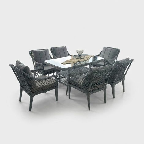 Set aus Aluminium-Gartentisch und 6 Sesseln Hisar 6+1 (1/5)