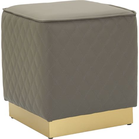 Pouf Matelassé "Sharon" 38cm Gris & Or (1/5)