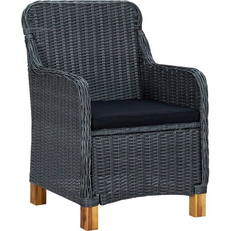 Maison Exclusive - Sedie da Giardino con Cuscini 2 pz in Polyrattan Grigio Scuro