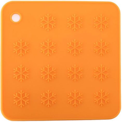 Tapis De Cuisine En Silicone - Résistant À La Chaleur Jusqu'à 230°C - Antidérapant Pour Table Et Four - Motif Flocon - Orange