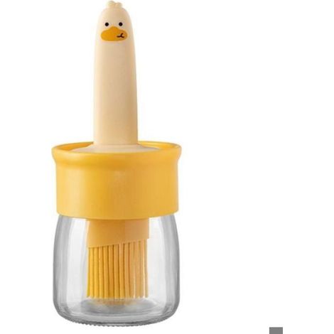 Pot À Huile En Verre Avec Brosse En Silicone - 250 Ml - Pour Cuisine Barbecue Four Et Plaque - 1 Pièce (1/5)