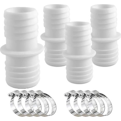 4 Pièces Raccord Tuyau Piscine 38mm, Adaptateur Tuyau Arrosage Double Embout, 8 Colliers de Serrage Universels en Acier Inoxydable (1/5)