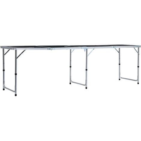 Table de bière-pong pliable réglable en hauteur aluminium et MDF Noir 240 x 60 cm (1/5)