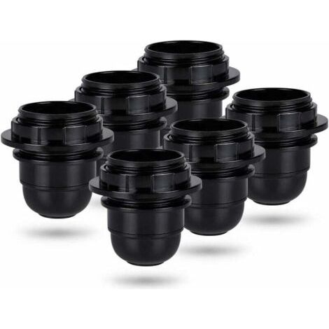 BUNTHAUS Schwarze E27-Schraubfassung – 6x E27-Lampenfassung mit Kunststoffring – E27-Glühbirnenfassung – E27-Glühbirnenhalter für Decken- und Pendelleuchten – E27-Glühbirnenfassung