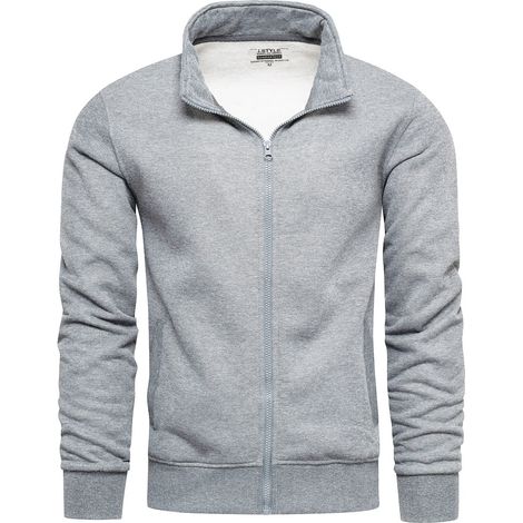 Graues Herren-Sweatshirt mit Stehkragen, Größe Recea XXL
