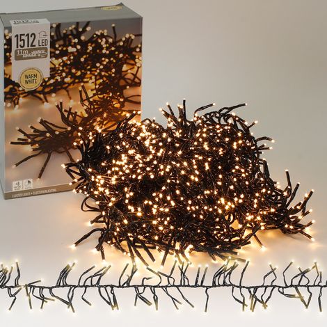 ECD Germany Guirnalda Luminosa 11m 1512 LED Blanco Cálido para Interior y Exterior, Cadena de Luces Navideña en Racimo con Temporizador y 8 Modos de Iluminación, Eléctrico, IP44 para Árbol de Navidad (1/5)