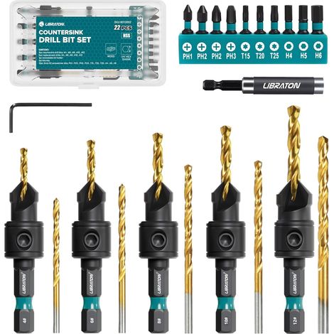 Set of 22 Adjustable Chamfer Drill Bits (1/5)