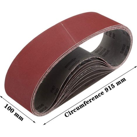 Schleifband 100 x 915 mm (15 Stück), gemischte Schleifbänder (3 Körnungen 80/120/150/240/400) für Bandschleifer, Schleifband (1/5)