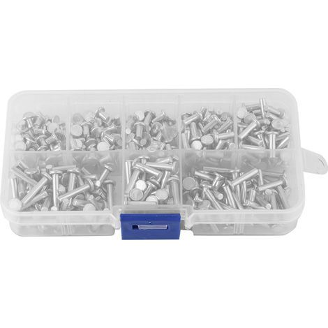 400 Stück M3 Flachkopf-Aluminiumnieten, Vollnietenlänge 4 mm–16 mm (1/5)