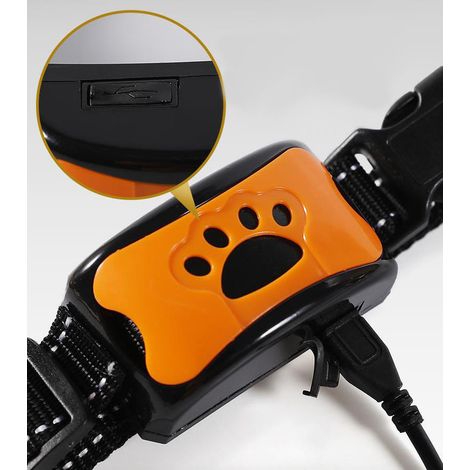 Collier anti-aboiement automatique Collier anti-choc pour chien Dressage des grands et petits chiens Anti-aboiement Nuisance - Orange, 1pc (1/3)