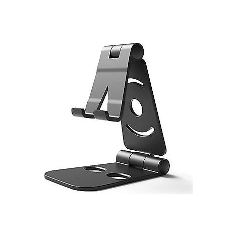 Support de téléphone portable mini et pliable, support de bureau réglable à 4 degrés, universel pour iPhone et Android (noir) (1/4)