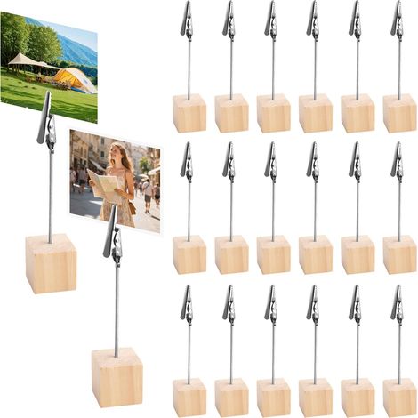 20 Pièces Base en Porte Photo Pince, Porte Photo Sur Pied en Bois (1/5)