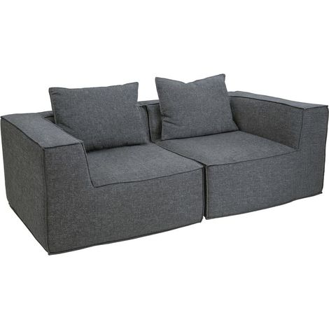 [NEUWERTIG] 2er-Sofa/Zubehör für Sofa HHG-397, Couch 2-Sitzer Loungesofa, modular Stoff/Textil (300g/m²) 63x194x97cm dunkelgrau