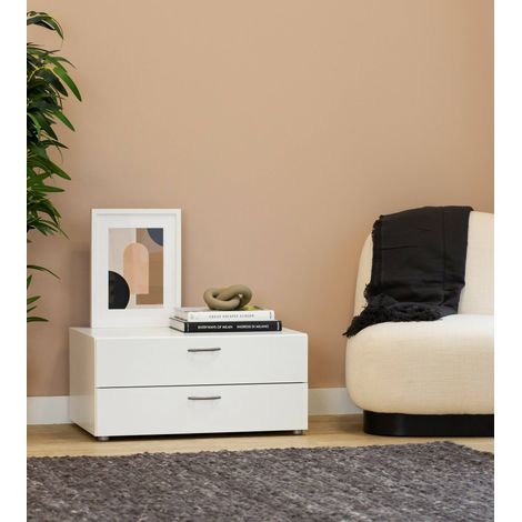 Dmora - Cajonera Piatto, Cómoda multiusos, Cómoda de dormitorio, Gabinete con cajones, 74x52 h35 cm, Blanco (1/5)
