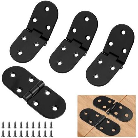 Lot de 8 petites charnières pliantes pour table pliante à 180 ° - Petites charnières pour tables, portes, machines à coudre (mini charnières noires) (1/5)