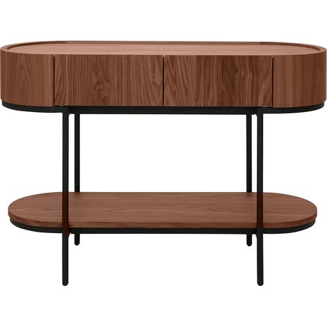 Console design avec tiroirs en bois foncé noyer et métal noir L110 cm SKYE (1/5)