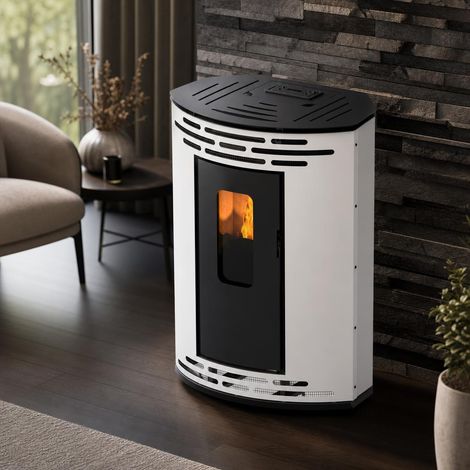 Estufa de pellets Hilda 9 kW de esquina Muspel con diseño angular, , autonomía 38 h + WiFi opcional (1/5)