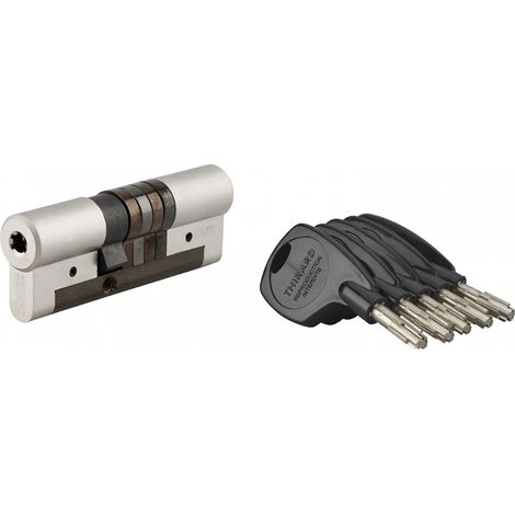 Cilindro europeo Cobra 2+ 33 x 53 mm, nichelato, anti-effrazione, anti-scasso, anti-perforazione, 5 chiavi – THIRARD (1/5)