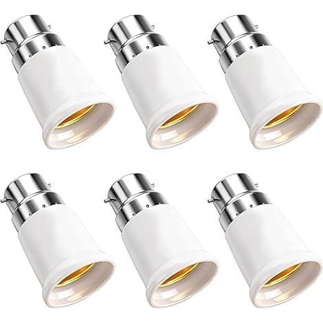 6-teiliger B22-auf-E27-Adapter, Bajonettsockel-Konverter B22 auf E27, 0-250V Bajonett-auf-Schraub-Lampenadapter für LED-, Glüh- und Halogenlampen (1/5)