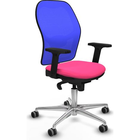 Jorquera sincro malla azul similpiel rosa brazos 2D base aluminio ruedas 65mm engomada (1/5)