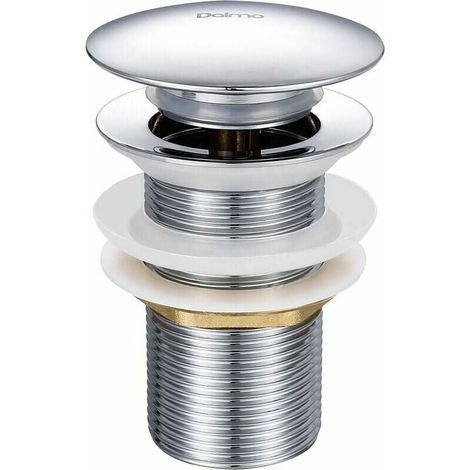 Bonde de lavabo à tirette sans trop-plein en laiton chromé G 1-1/4, équipée d'un système d'ouverture et de fermeture facile par bouton-poussoir. (1/4)