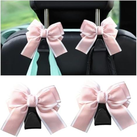 Mandark Lot de 2 crochets pour appuie-tête de siège de voiture, crochets universels pour sacs à main et sacs, accessoires de décoration intérieure, universels pour SUV, berline, camion (ligne rose) (1/5)