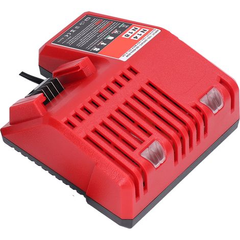 Chargeur batterie lithium 14V-18V 3A pour Milwaukee M14 M18, chargeur maintien 100-240V prise UE, matériau ABS, avec mode d'emploi (1/5)