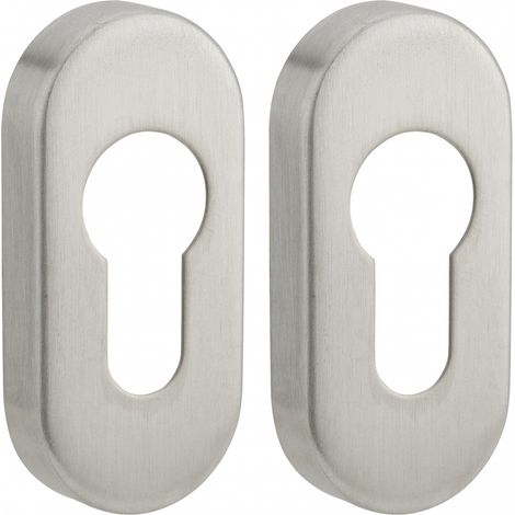 Thirard – Rosace pour porte en inox 304 – Rosace ovale pour cylindre – Vis de fixation invisible – Carré en acier 7mm