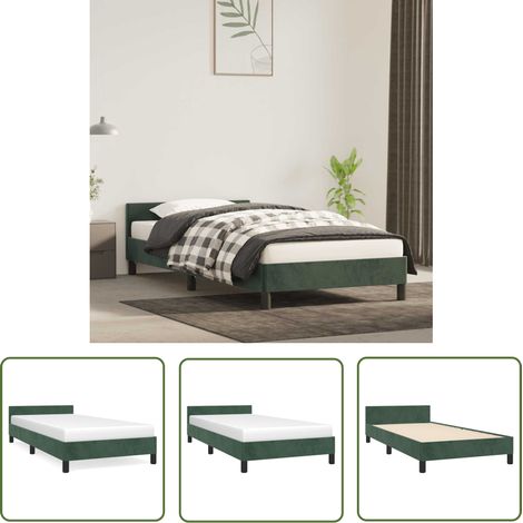 The Living Store Bettgestell ohne Matratze Dunkelgrün 90x200 cm Samt - Samt Bettgestell - Doppelbett - Bettrahmen - Boxspringbett - Dunkelgrünes Bett (1/5)