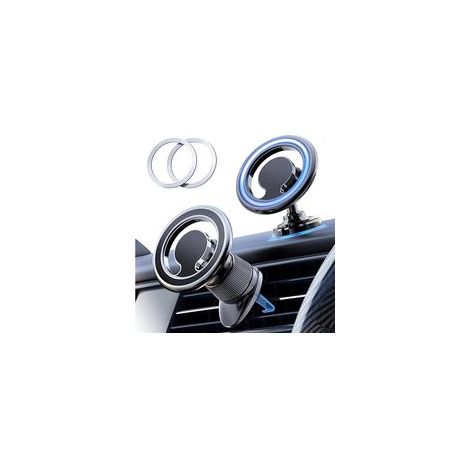 Support magnétique téléphone voiture Compatible MagSafe Fixation tableau de bord ou grille Pivotant 360° Pour tous smartphones (1/5)