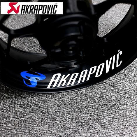 1 paire d'autocollants vinyle Akrapovic pour pot d'échappement, silencieux, embout, réservoir, casque, logo, couleur : Wheel1 (1/4)