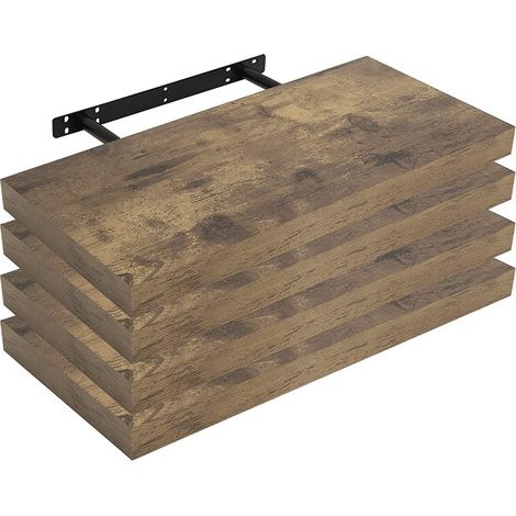 Woltu – Étagère murale flottante lot de 4 – Dimensions 60x23x3,8cm – Matériau MDF E1 – Charge max 10kg par étagère – RG9319HOV4 (1/4)