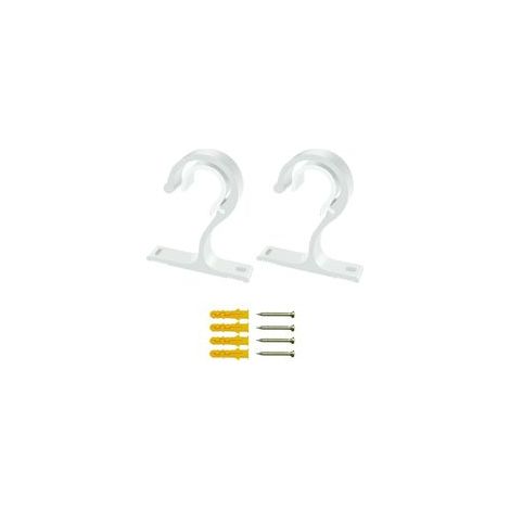 2 Pièces Supports de Rideaux RéGlables, Crochets de Draperie de 23 à 28 mm, Support de Tringle de Fixation Robuste en Alliage D'Aluminium avec Vis pour Rideau Ou Armoire (Blanc) (1/5)