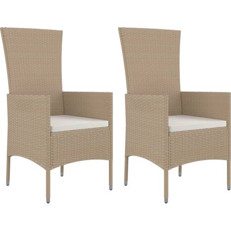 Maison Exclusive - Sedie da Giardino con Cuscini 2 pz in Polyrattan Beige
